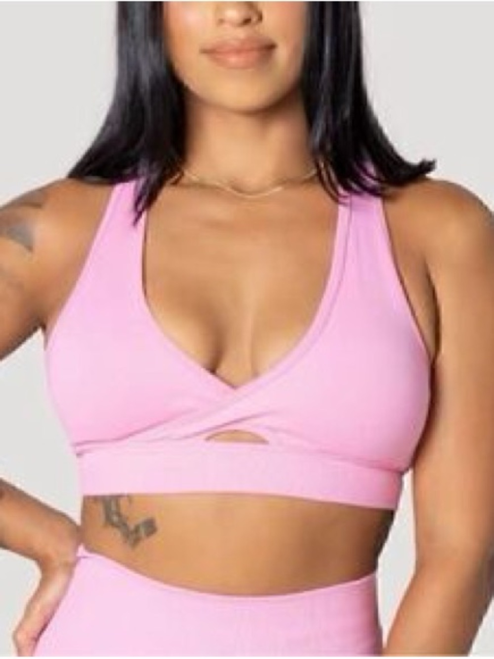 Light Pink Diosafit Wrap-Front Sports Bra with Cutout Detail